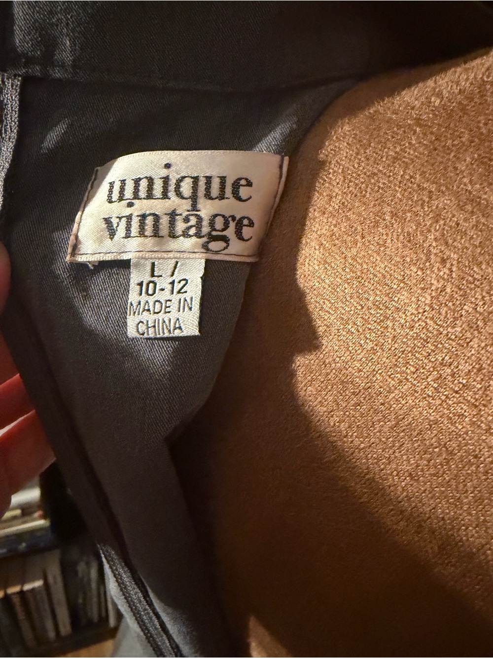 50s Vintage inspired Gray Fit-and-Flare Dress with Red Rose Appliqué - Picture 5 of 5